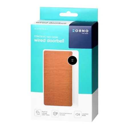 Dzwonki-do-drzwi-przewodowe - dzwonek ding-dong gong do drzwi dwutonowy biało-dębowy 230v stratis ac orno 