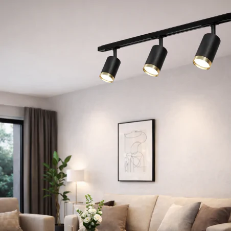 Oswietlenie-szynowe - lampa sufitowa na szynie czarno-złota  reflektor na szynoprzewód oslo gu10 black ideus 