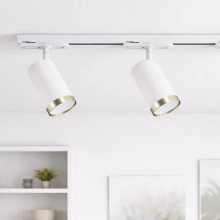 Oswietlenie-szynowe - reflektor na szynoprzewód biało-złoty oświetlenie na szynę oslo gu10 ideus 