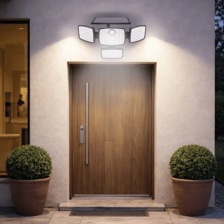 Naswietlacze-led-solarne - lampa solarna elewacyjna naświetlacz kinkiet z czujnikiem ruchu 10w ip65 borut 04948 ideus 