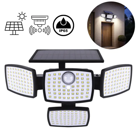 Naswietlacze-led-solarne - lampa solarna elewacyjna naświetlacz kinkiet z czujnikiem ruchu 10w ip65 borut 04948 ideus 