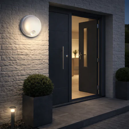 Kinkiety-zewnetrzne - lampa elewacyjna led z czujnikiem ruchu zewnętrzna 20w neutralna elias pir ideus 