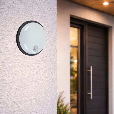 Kinkiety-zewnetrzne - lampa na zewnątrz elewacyjna led z czujnikiem ruchu 15w czarna ip65 elias pir ideus 