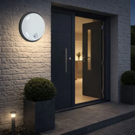 Kinkiety-zewnetrzne - oprawa ścienna na zewnątrz led z czujką ruchu 20w neutralna ip65 elias pir black ideus 