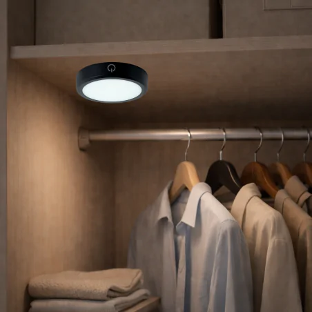 Oprawy-meblowe-podszafkowe - czarna lampka bezprzewodowa do szafy oprawa z czujką ruchu na korytarz usb zibi ideus 