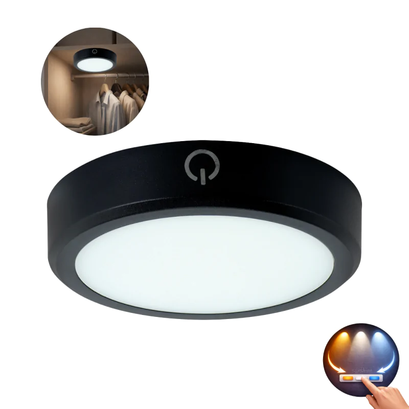 Oprawy-meblowe-podszafkowe - czarna lampka bezprzewodowa do szafy oprawa z czujką ruchu na korytarz usb zibi ideus firmy IDEUS - STRUHM 