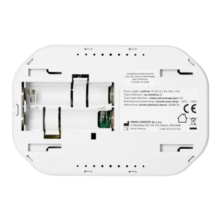 Czujniki-czadu - dc-9 czujnik tlenku węgla detektor czadu na baterie 2xaa żywotność 10lat orno 