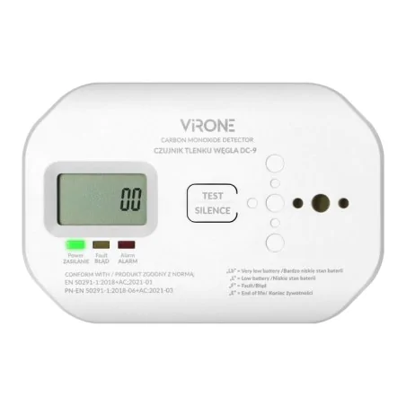 Czujniki-czadu - dc-9 czujnik tlenku węgla detektor czadu na baterie 2xaa żywotność 10lat orno 