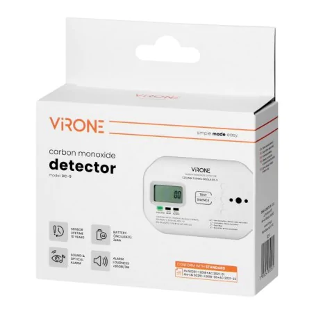 Czujniki-czadu - dc-9 czujnik tlenku węgla detektor czadu na baterie 2xaa żywotność 10lat orno 