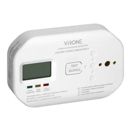 Czujniki-czadu - dc-9 czujnik tlenku węgla detektor czadu na baterie 2xaa żywotność 10lat orno 