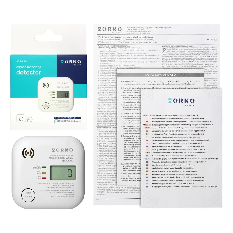 Czujniki-czadu - czujnik czadu wykrywacz tlenku węgla z wyświetlaczem żywotność 10lat orno firmy ORNO 