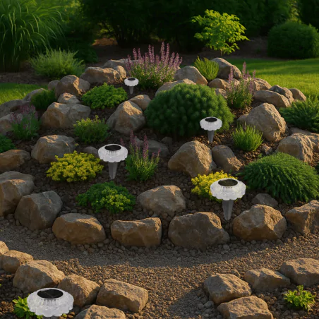 Lampy-solarne - lampka solarna wbijana do ogrodu z zimnym światłem dart led 04939 ideus 