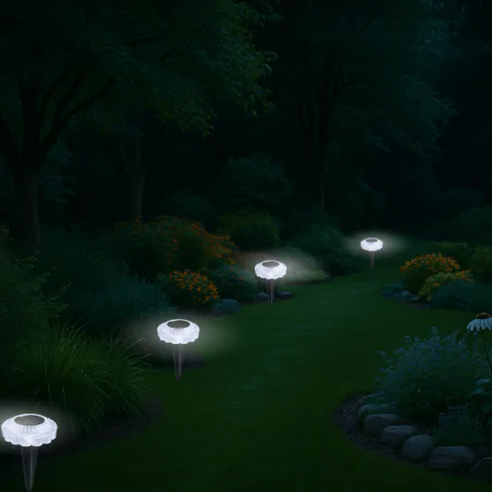 Lampy-solarne - lampka solarna wbijana do ogrodu z zimnym światłem dart led 04939 ideus 