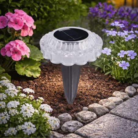 Lampy-solarne - lampka solarna wbijana do ogrodu z zimnym światłem dart led 04939 ideus 