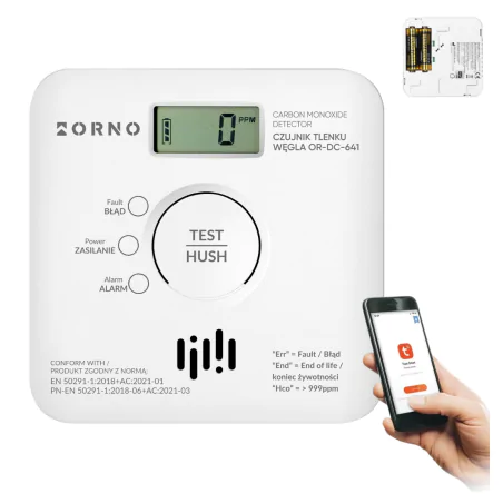 Czujniki-czadu - czujnik czadu sterowany telefonem czujka tlenku czadu wifi tuya smart 10lat orno 