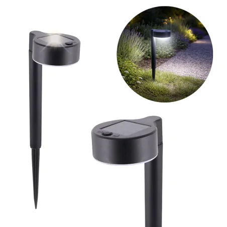 Lampy-solarne - lampka solarna wbijana do ogrodu czarna światło skierowane w dół randal led 04915 ideus 