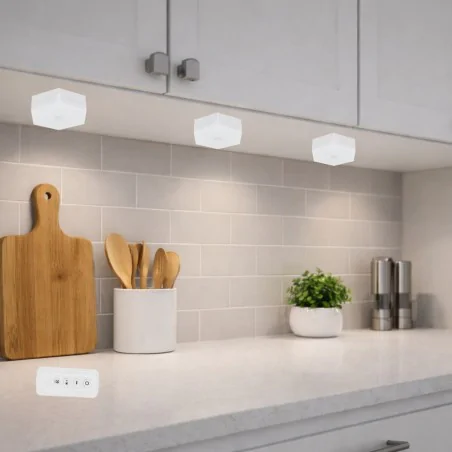 Oprawy-meblowe-podszafkowe - zestaw 3 bezprzewodowych lampek podszafkowych z pilotem sudoku deus 