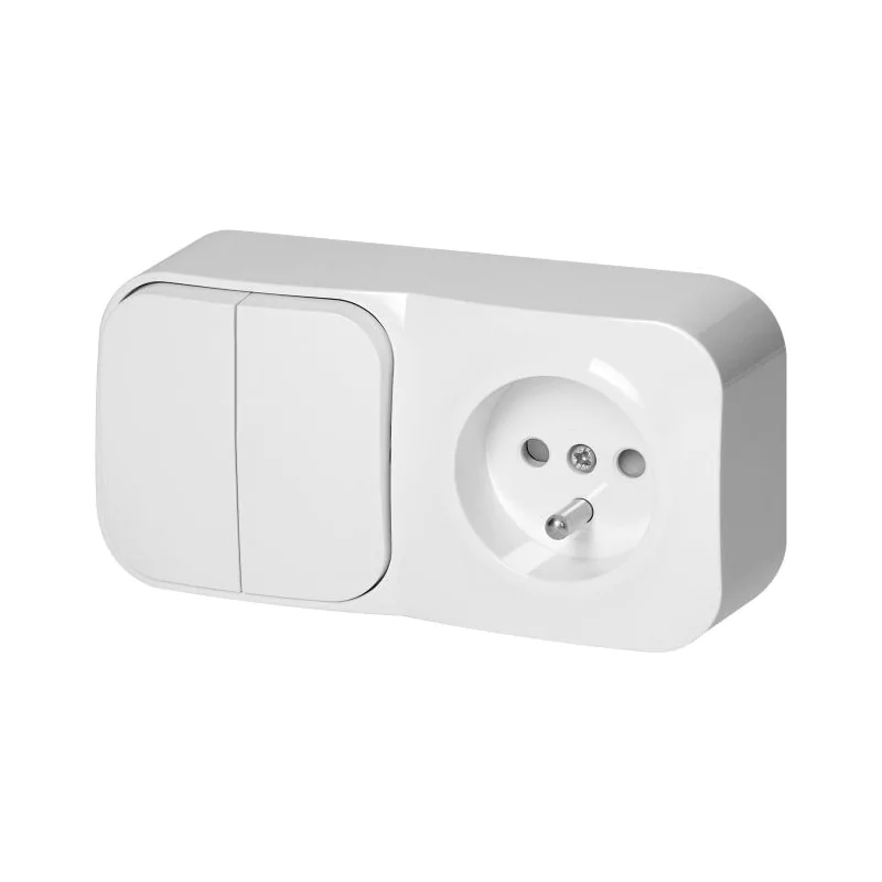 Wylaczniki-jednobiegunowe - białe gniazdo z wyłącznikiem podwójnym natynkowe or-oe-7207/2/w ip20 todo orno firmy ORNO 