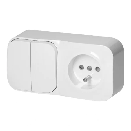 Wylaczniki-jednobiegunowe - białe gniazdo z wyłącznikiem podwójnym natynkowe or-oe-7207/2/w ip20 todo orno 