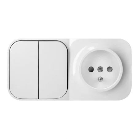 Wylaczniki-jednobiegunowe - białe gniazdo z wyłącznikiem podwójnym natynkowe or-oe-7207/2/w ip20 todo orno 