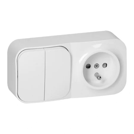 Wylaczniki-jednobiegunowe - białe gniazdo z wyłącznikiem podwójnym natynkowe or-oe-7207/2/w ip20 todo orno 