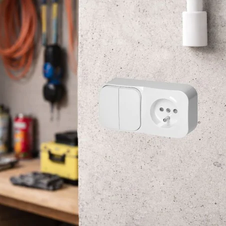 Wylaczniki-jednobiegunowe - białe gniazdo z wyłącznikiem podwójnym natynkowe or-oe-7207/2/w ip20 todo orno 