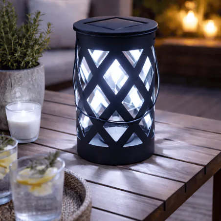 Lampy-solarne - latarenka solarna czarna z zimnym światłem ogrodowa ip44 04940 tabu led ideus 