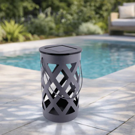 Lampy-solarne - latarenka solarna czarna z zimnym światłem ogrodowa ip44 04940 tabu led ideus 