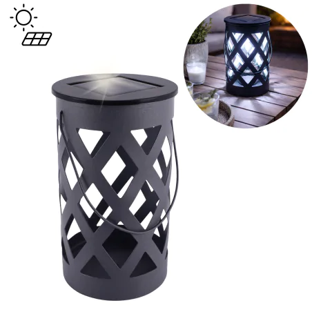 Lampy-solarne - latarenka solarna czarna z zimnym światłem ogrodowa ip44 04940 tabu led ideus 