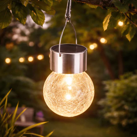Lampy-solarne - wisząca lampka solarna żarówka imitacja popękanego szkła ciepłe światło aple led 04941 ideus 