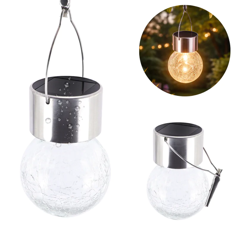 Lampy-solarne - wisząca lampka solarna żarówka imitacja popękanego szkła ciepłe światło aple led 04941 ideus firmy IDEUS - STRUHM 