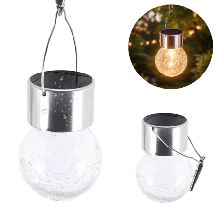 Lampy-solarne - wisząca lampka solarna żarówka imitacja popękanego szkła ciepłe światło aple led 04941 ideus 