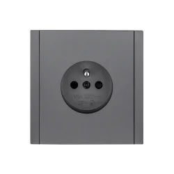 Gniazda-pojedyncze-podtynkowe - szare gniazdo pojedyncze z uziemieniem z ramką w komplecie cc tr 13x wesa