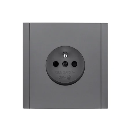 Gniazda-pojedyncze-podtynkowe - szare gniazdo pojedyncze z uziemieniem z ramką w komplecie cc tr 13x wesa 