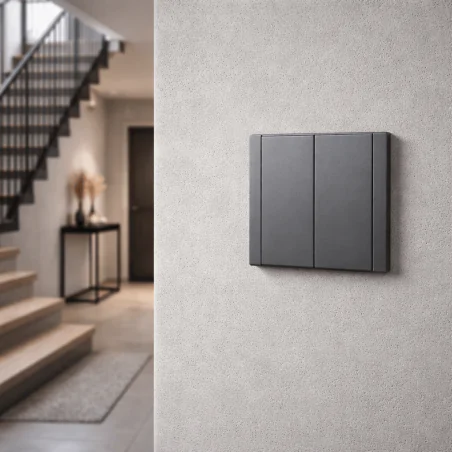 Wylaczniki-podwojne - włącznik podwójny do światła szary z ramką w komplecie cc-tr-02 wesa 