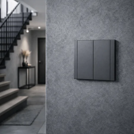 Wylaczniki-podwojne - włącznik podwójny do światła szary z ramką w komplecie cc-tr-02 wesa 