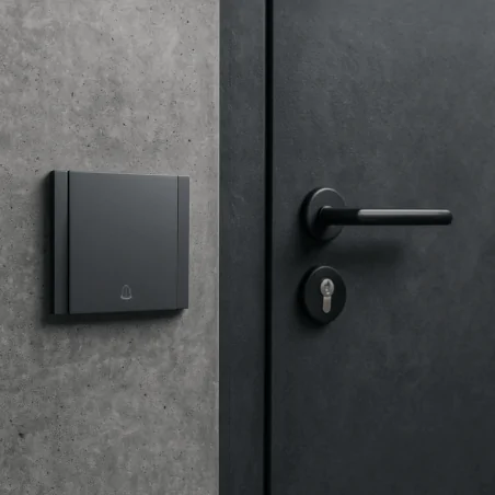 Wlaczniki-i-przyciski-dzwonkowe - szary przycisk do dzwonka z ramką w komplecie cc-tr-06 wesa 