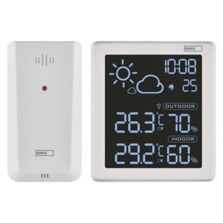 Termometry-i-stacje-pogodowe - stacja pogodowa bezprzewodowa z czujnikiem zewnętrznym biała stojąca e8647w emos 