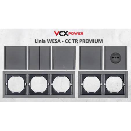 Ramki-podwojne - szara ramka podwójna pozioma do seri cc- tr premium cc-tr-48 wesa 