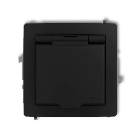 Gniazda-pojedyncze-podtynkowe - czarne matowe gniazdo z klapką do łazienki 12dgpb-1zp deco karlik 