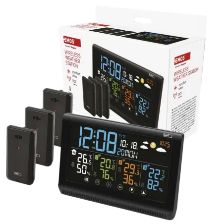 Termometry-i-stacje-pogodowe - stacja pogodowa bezprzewodowa meteo z 3 czujnikami zewnętrznymi na baterie e8614 emos 