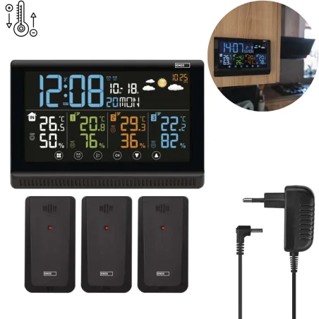 Termometry-i-stacje-pogodowe - stacja pogodowa bezprzewodowa meteo z 3 czujnikami zewnętrznymi na baterie e8614 emos 