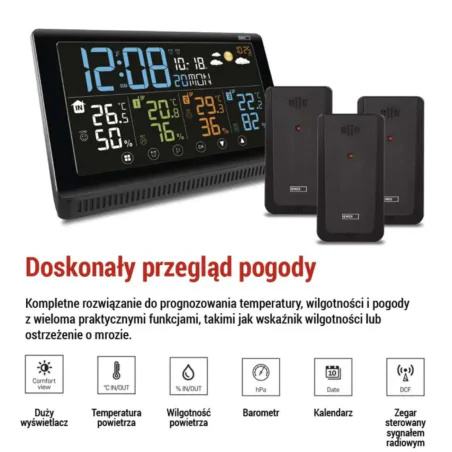 Termometry-i-stacje-pogodowe - stacja pogodowa bezprzewodowa meteo z 3 czujnikami zewnętrznymi na baterie e8614 emos 