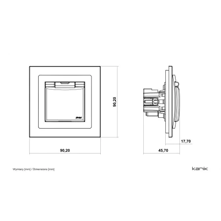 Gniazda-pojedyncze-podtynkowe - złote gniazdo hermetyczne z klapką do łazienki 8dgpb-1zp deco karlik 