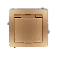 Gniazda-pojedyncze-podtynkowe - złote gniazdo hermetyczne z klapką do łazienki 8dgpb-1zp deco karlik