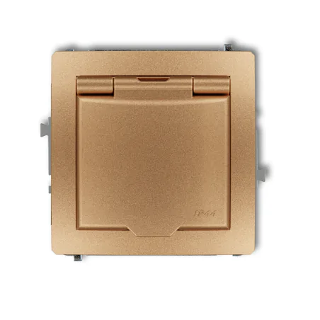 Gniazda-pojedyncze-podtynkowe - złote gniazdo hermetyczne z klapką do łazienki 8dgpb-1zp deco karlik 