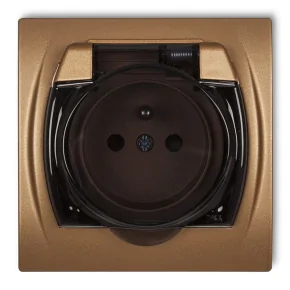  8LGPB-1zd Podtynkowe złote gniazdko z klapką osłaniającą 2P+Z LOGO KARLIK 