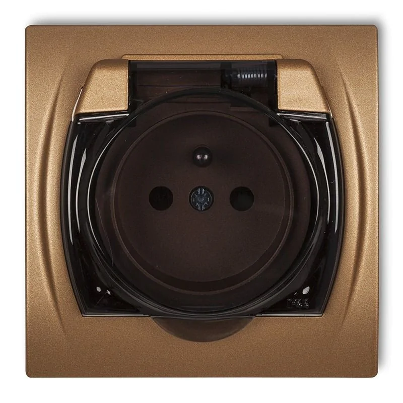 Gniazda-elektryczne - 8lgpb-1zd podtynkowe złote gniazdko z klapką bez przesłon logo karlik firmy Karlik 