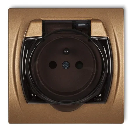 Gniazda-elektryczne - 8lgpb-1zd podtynkowe złote gniazdko z klapką bez przesłon logo karlik 