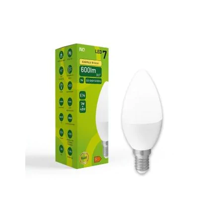 Gwint-trzonek-e14 - żarówka led e14 świeczka c37 7w 3000k ciepła elb045ww inq 